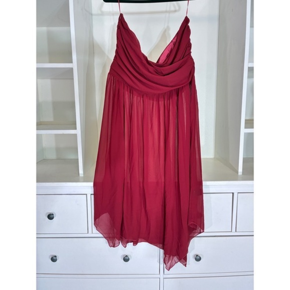 Outcast Roel Maxi Skirt Women XL Red Draped Sheer Festival XL